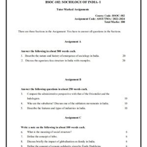 IGNOU BSOC-102 Solved Assignment 2023-24 English Medium