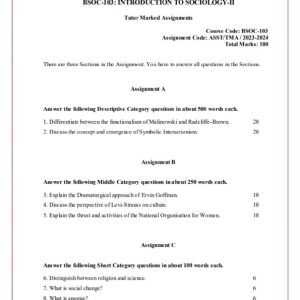 IGNOU BSOC-103 Solved Assignment 2023-24 English Medium