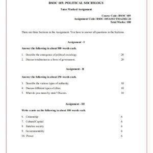 IGNOU BSOC-105 Solved Assignment 2023-24 English Medium