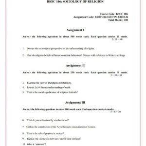 IGNOU BSOC-106 Solved Assignment 2023-24 English Medium