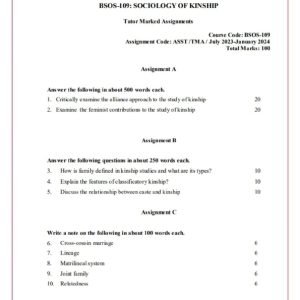 IGNOU BSOC-109 Solved Assignment 2023-24 English Medium