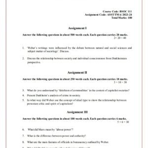 IGNOU BSOC-111 Solved Assignment 2023-24 English Medium