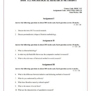 IGNOU BSOC-112 Solved Assignment 2023-24 English Medium