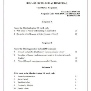 IGNOU BSOC-113 Solved Assignment 2023-24 English Medium