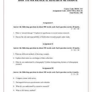 IGNOU BSOC-114 Solved Assignment 2023-24 English Medium