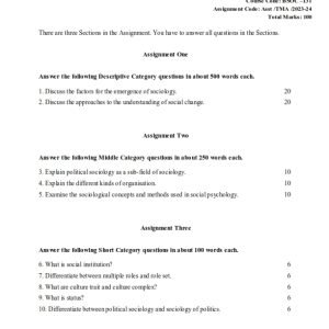 IGNOU BSOC-131 Solved Assignment 2023-24 English Medium