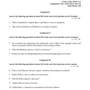 IGNOU BSOC-133 Solved Assignment 2023-24 English Medium