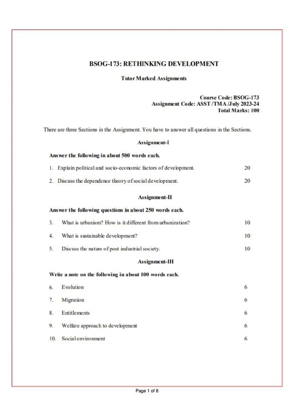 IGNOU BSOG-173 Solved Assignment 2023-24 English Medium