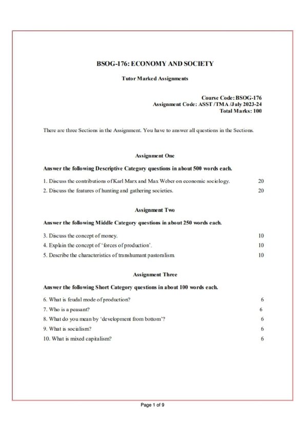 IGNOU BSOG-176 Solved Assignment 2023-24 English Medium