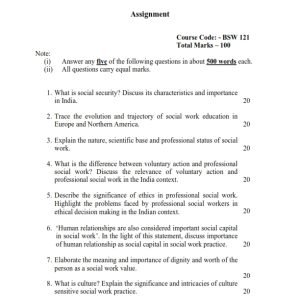 IGNOU BSW-121 Solved Assignment 2023-24 English Medium