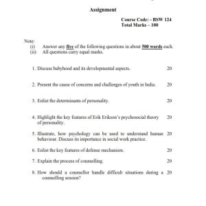 IGNOU BSW-124 Solved Assignment 2023-24 English Medium