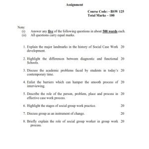 IGNOU BSW-125 Solved Assignment 2023-24 English Medium