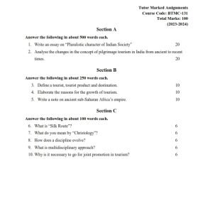IGNOU BTMC-131 Solved Assignment 2023-24 English Medium