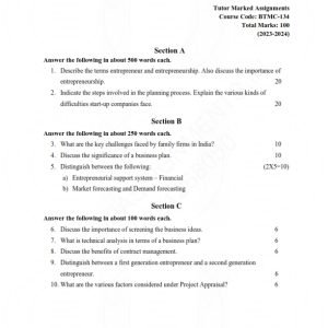 IGNOU BTMC-134 Solved Assignment 2023-24 English Medium