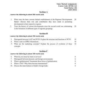 IGNOU BTME-144 Solved Assignment 2023-24 English Medium