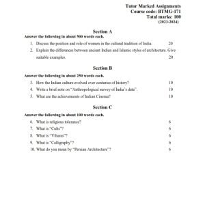 IGNOU BTMG-171 Solved Assignment 2023-24 English Medium