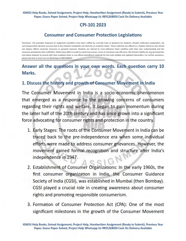 IGNOU CPI-101 Solved Assignment 2023 English Medium