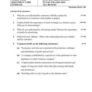 IGNOU ECO-1 Solved Assignment 2023-24 English Medium