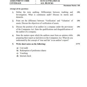 IGNOU ECO-12 Solved Assignment 2023-24 English Medium
