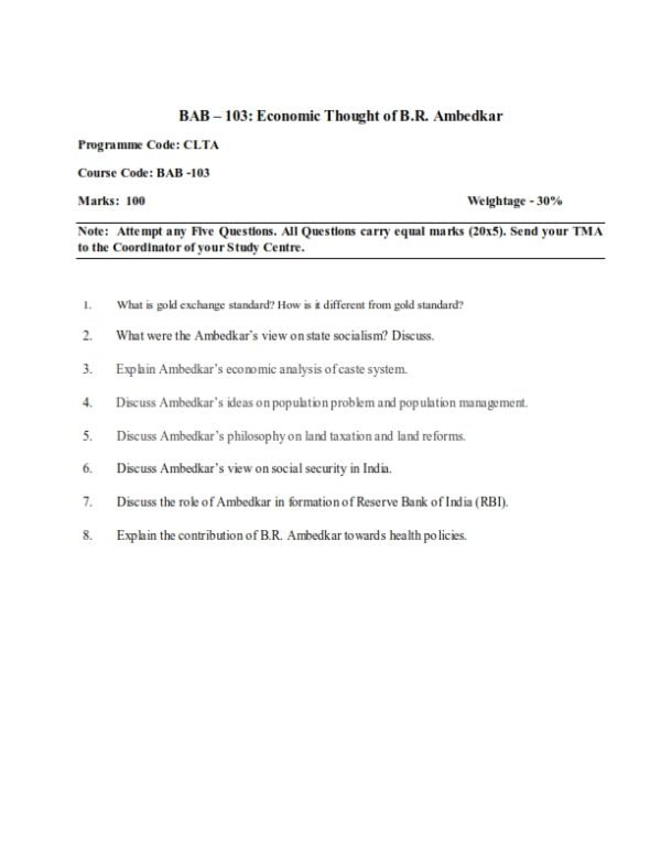 IGNOU BAB-103 Solved Assignment 2023-24 English Medium
