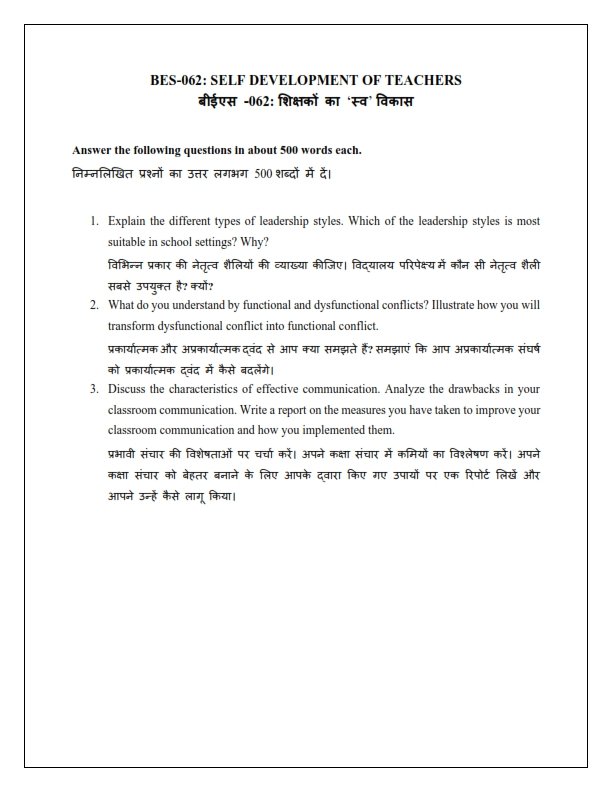 IGNOU BES-062 Solved Assignment July 2023 English Medium