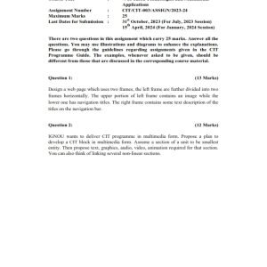 IGNOU CIT-003 Solved Assignment 2023-24 English Medium