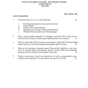 IGNOU CTE-05 Solved Assignment 2023-24 English Medium