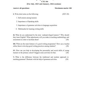IGNOU CTE-104 Solved Assignment 2023-24 English Medium