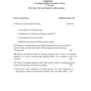 IGNOU CTE-105 Solved Assignment 2023-24 English Medium