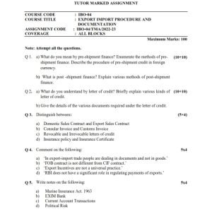 IGNOU IBO-04 Solved Assignment 2023-24 English Medium