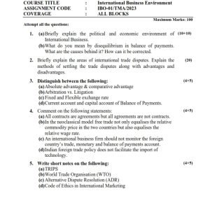 IGNOU IBO-01 Solved Assignment 2023-24 English Medium