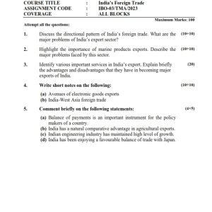 IGNOU IBO-03 Solved Assignment 2023-24 English Medium