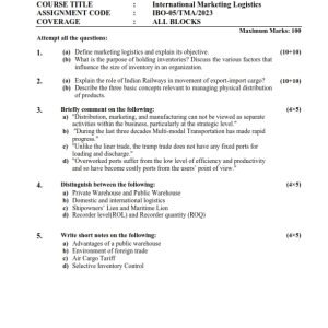 IGNOU IBO-05 Solved Assignment 2023-24 English Medium