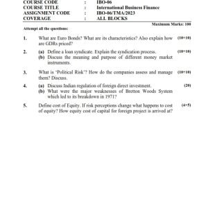 IGNOU IBO-06 Solved Assignment 2023-24 English Medium