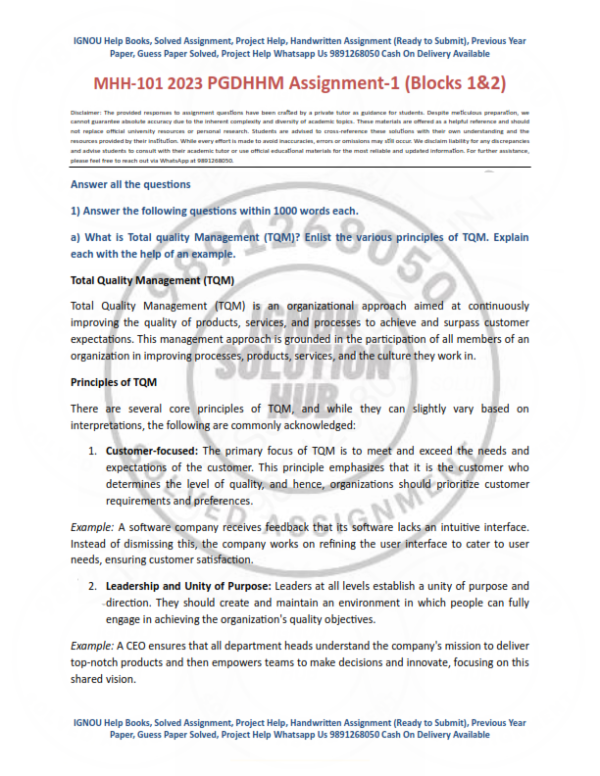 IGNOU MHH-101(Block 1&2) Solved Assignment 2023 English Medium