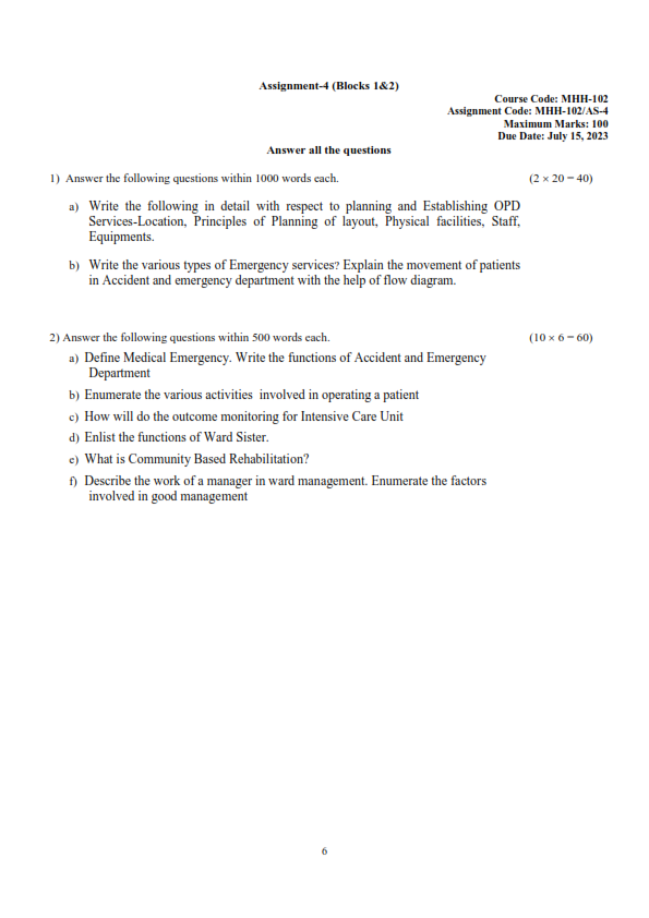 IGNOU MHH-102 (Block 1&2) Solved Assignment 2023 English Medium