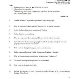 IGNOU MIP-104 Solved Assignment 2023 English Medium