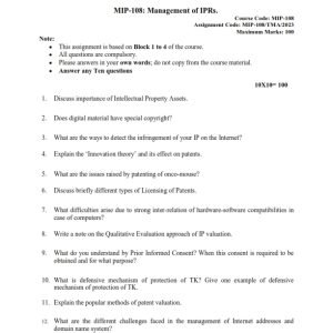 IGNOU MIP-108 Solved Assignment 2023 English Medium