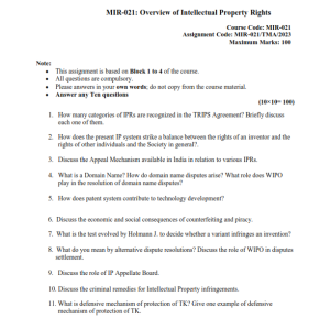 IGNOU MIR-021 Solved Assignment 2023 English Medium