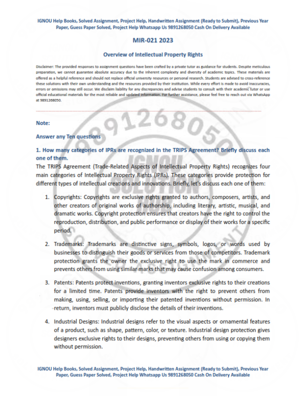 IGNOU MIR-021 Solved Assignment 2023 English Medium
