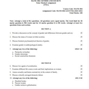 IGNOU MANE-004 Solved Assignment 2023-24 English Medium