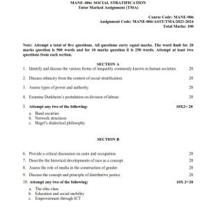 IGNOU MANE-006 Solved Assignment 2023-24 English Medium