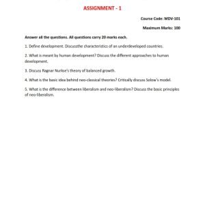 IGNOU MDV-101 Solved Assignment 2023-24 English Medium
