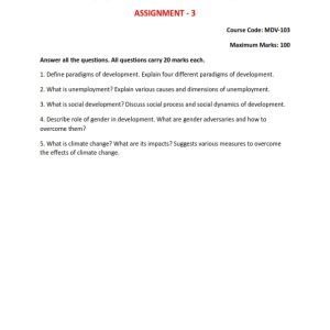 IGNOU MDV-103 Solved Assignment 2023-24 English Medium