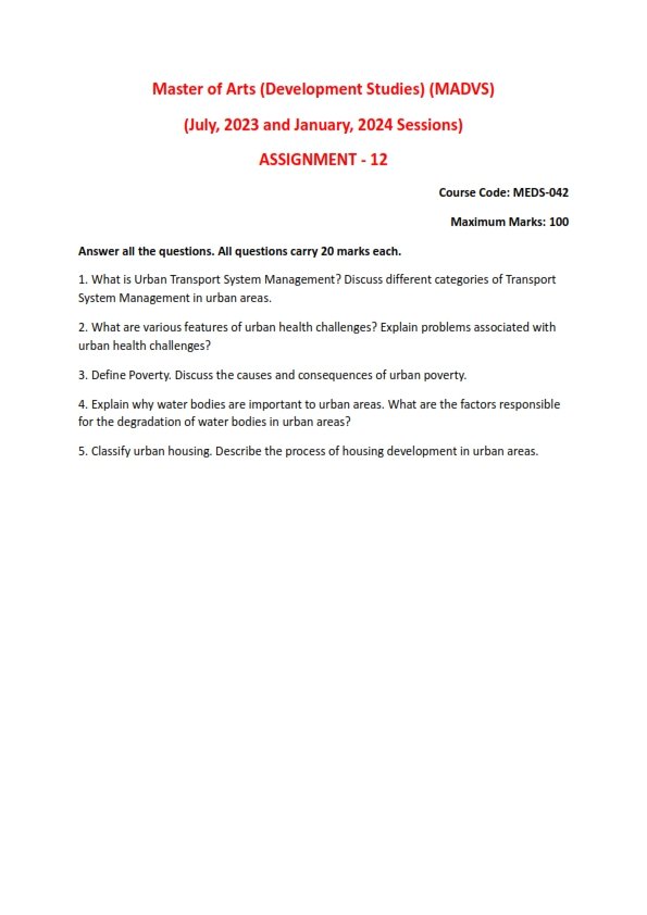 IGNOU MEDS-42 Solved Assignment 2023-24 English Medium