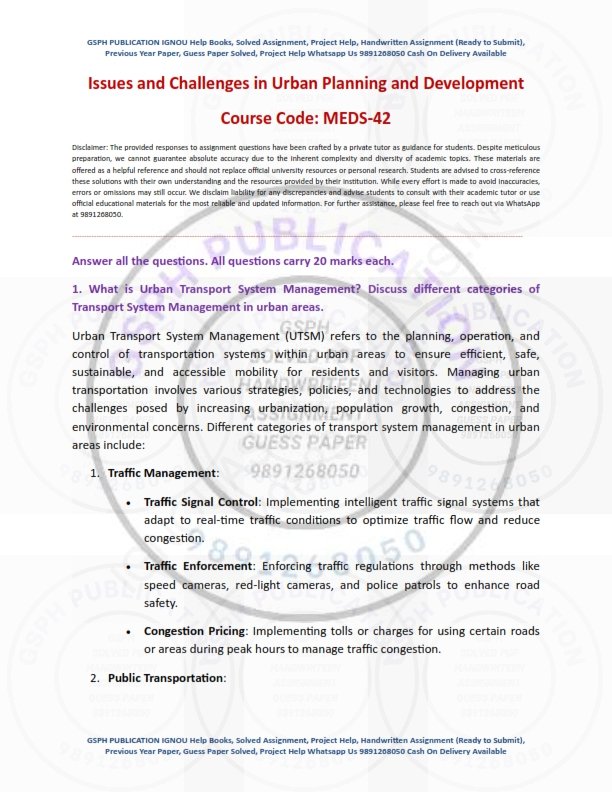 IGNOU MEDS-42 Solved Assignment 2023-24 English Medium