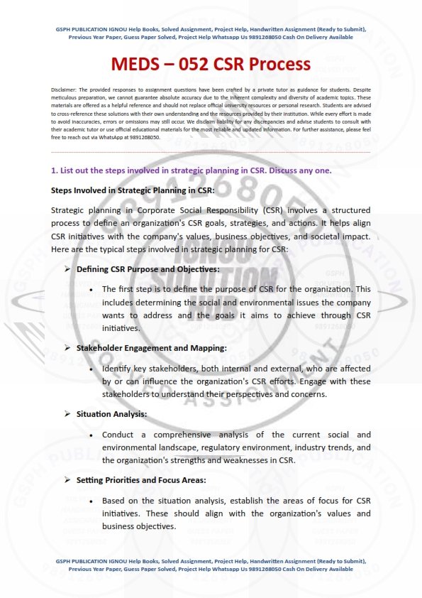 IGNOU MEDS-052 Solved Assignment 2023-24 English Medium