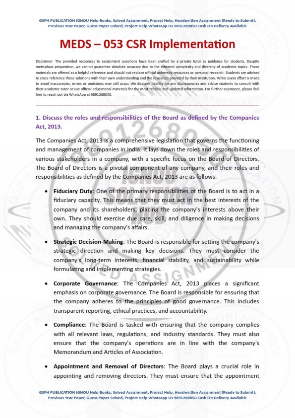 IGNOU MEDS-053 Solved Assignment 2023-24 English Medium