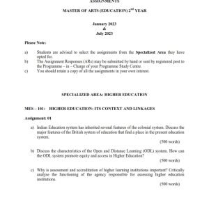 IGNOU MES-101 Solved Assignment Jan & July 2023 English Medium