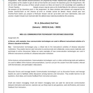 IGNOU MES-115 Solved Assignment Jan & July 2023 English Medium